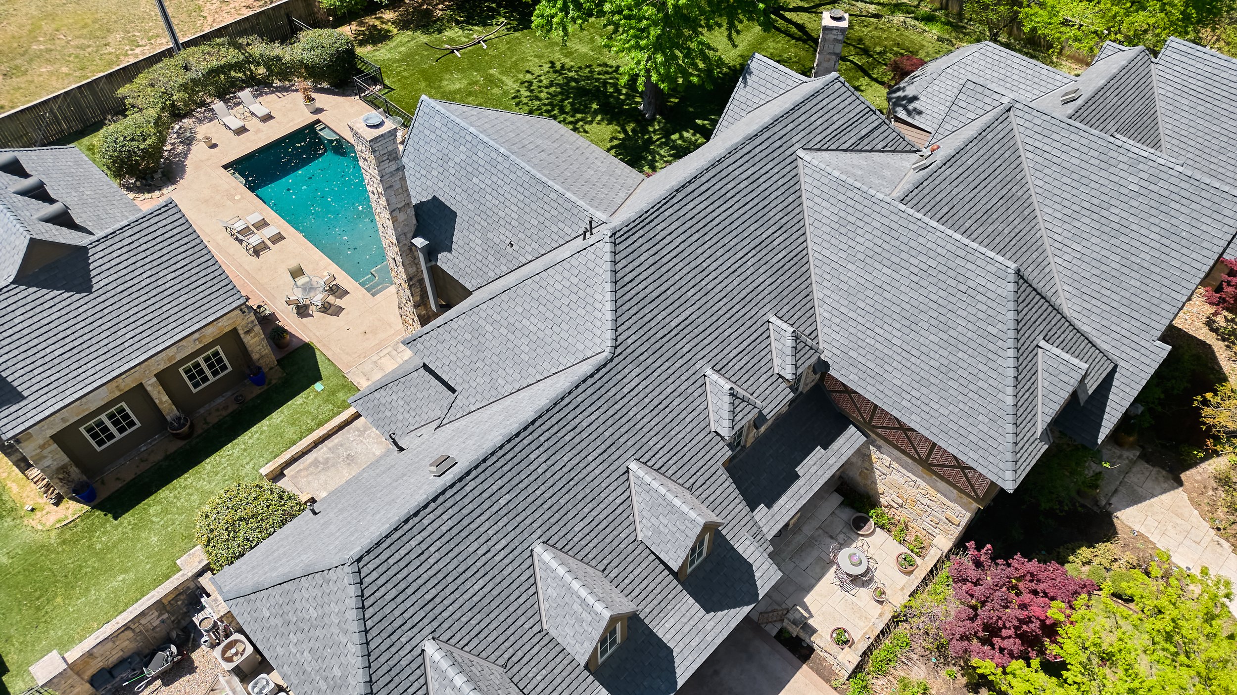 Aerial view of DaVinci roof. Purpose to show the quality of our work.