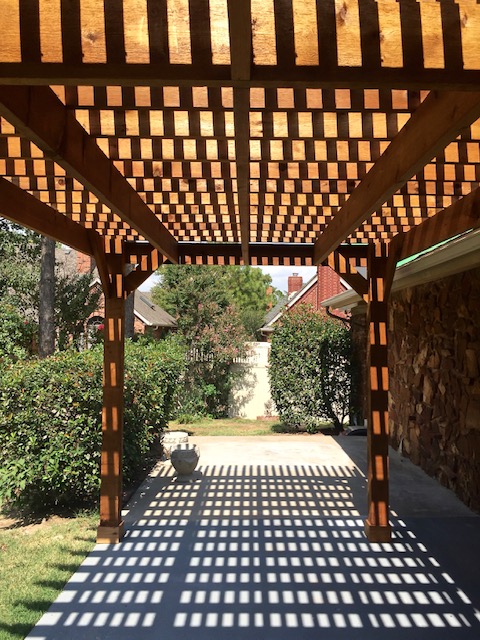 Custom freestanding pergola. Renovation by Brent Swift + SwiftCo in Norman, Oklahoma. Purpose is to show our quality of work.